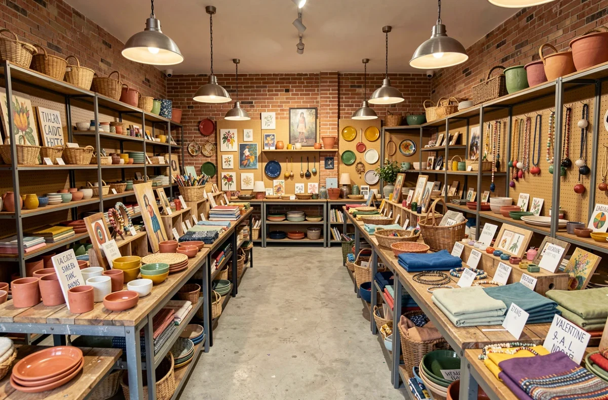 La Boutique des Artisans à La Valentine réunissant les créations de quarante artisans dans un espace marché coloré