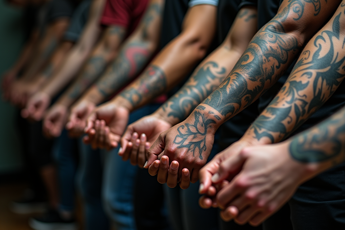 Bras tatoués de styles variés avec détails fins et couleurs
