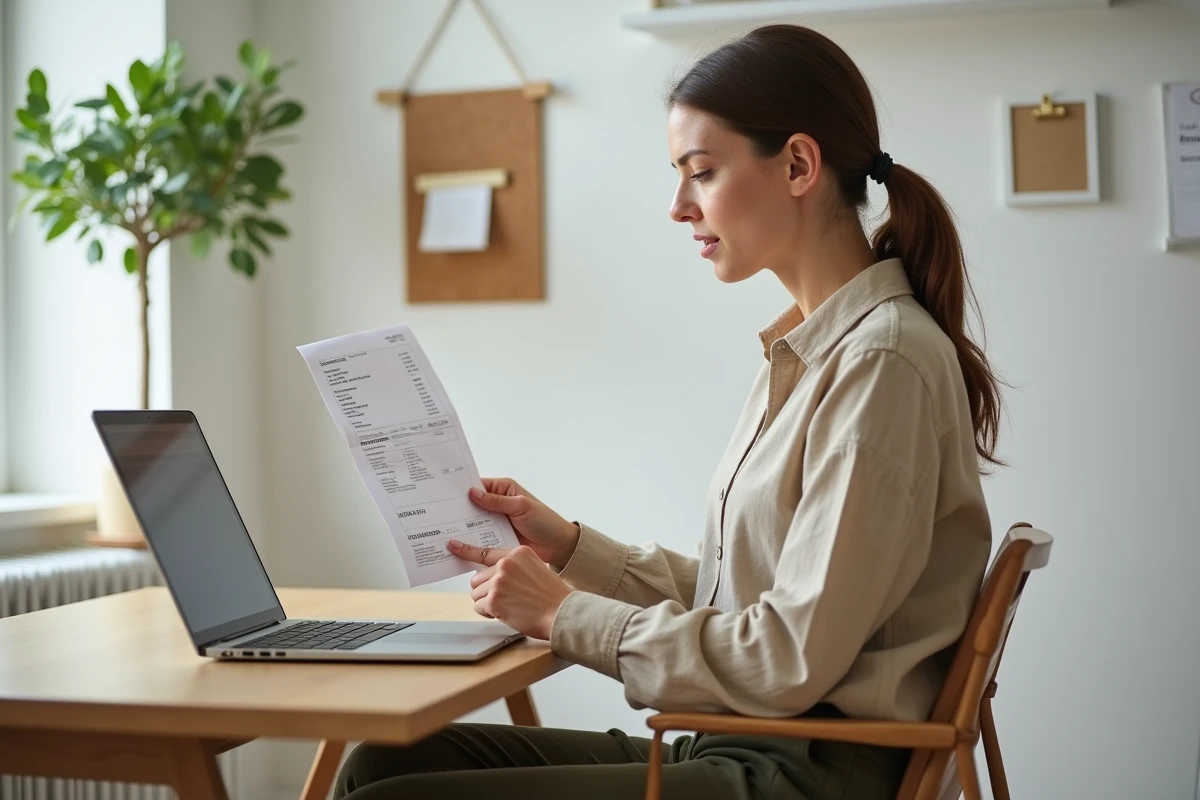 Femme comparant les délais de livraison express et standard sur son ordinateur portable