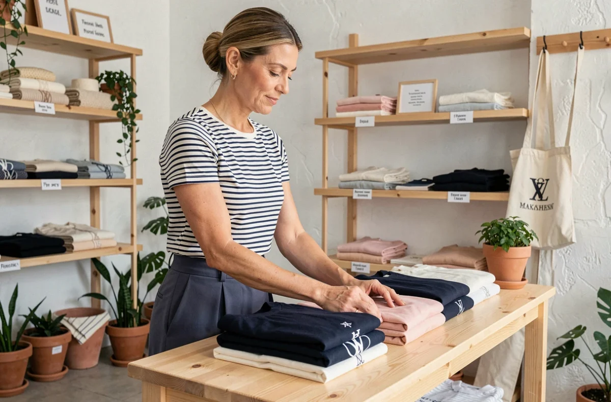 Intérieur de Concept Store chez Laurette avec mode et produits artisanaux français soigneusement présentés à Marseille