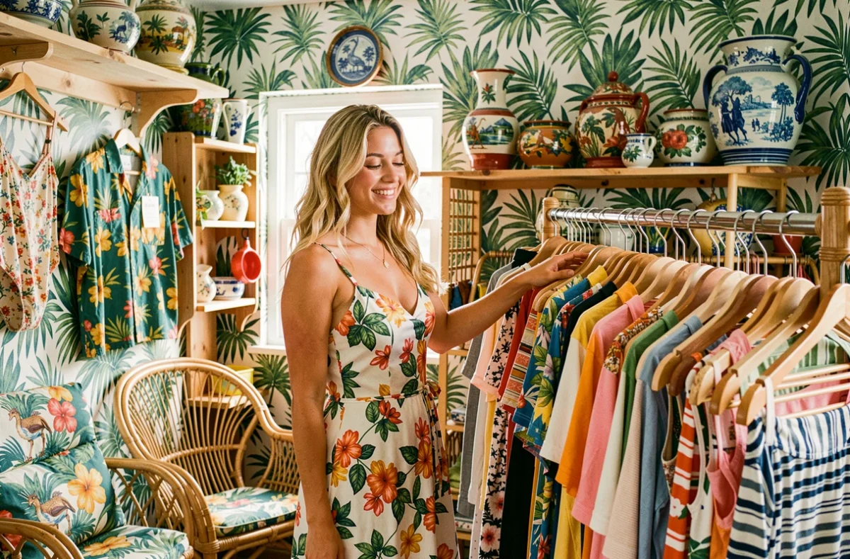 Sweet Cabana à Cherbourg-en-Cotentin, boutique vintage au décor tropical avec vêtements rétro colorés